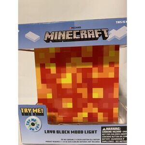 Minecraft Lava Block LED Kids Nightlight 6" Cordless Cube Light Great Gift! NEW!